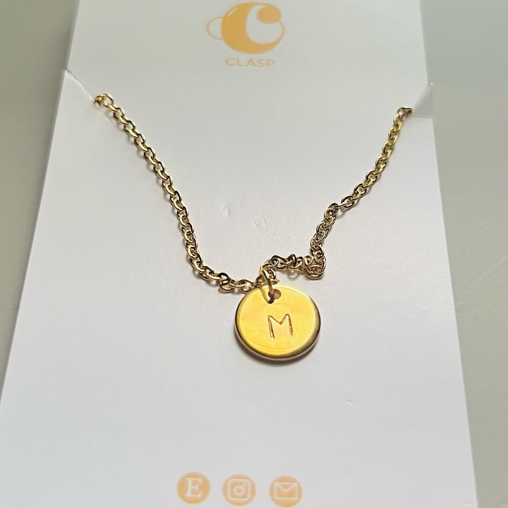 3/$25 ✨ M Initial Gold Disk Necklace